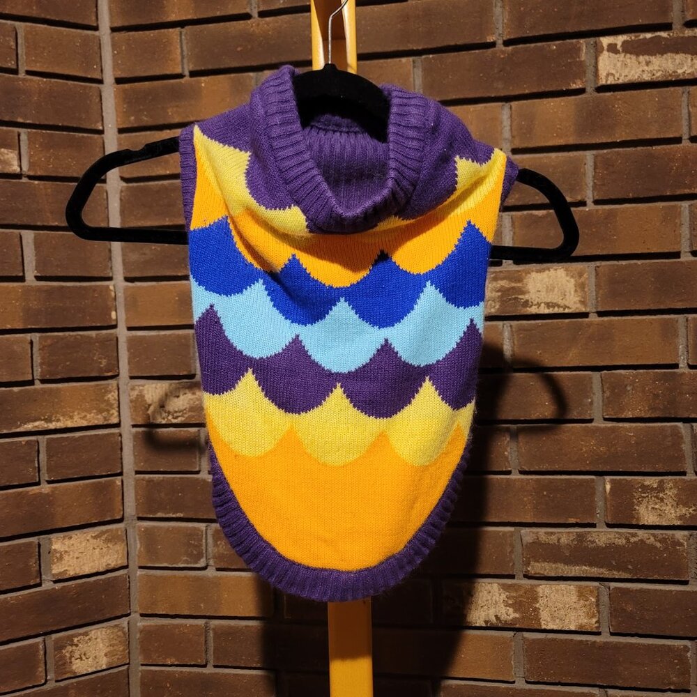 Blueberry Pet Fish Scale Knit Dog Sweater Mermaid Scale Purple Teal - Size XL